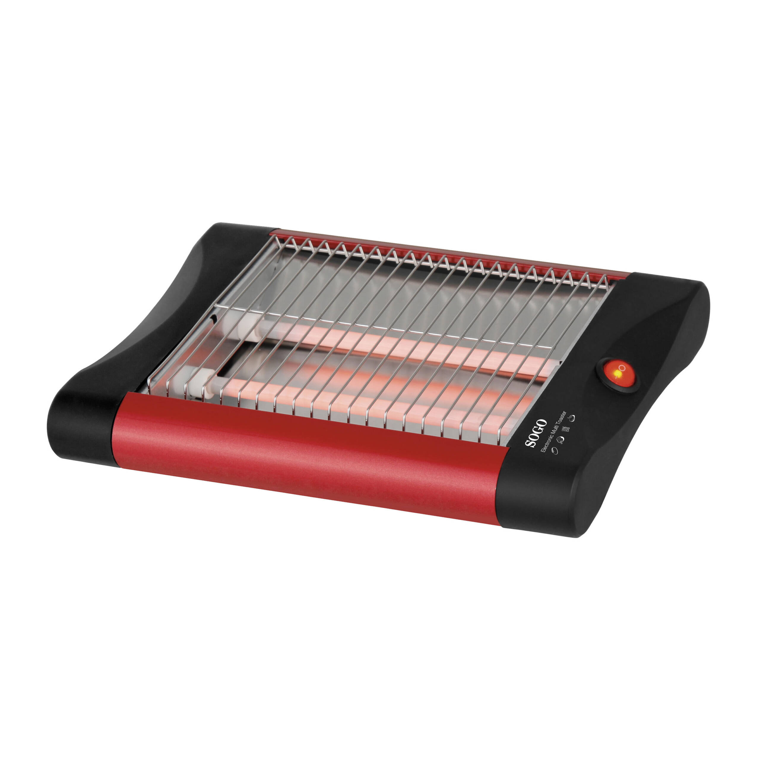 SOGO Tostapane Piatto 2 Fette 300W con Elementi al Quarzo - Per Pane Fresco, Scongelamento e Riscaldamento
