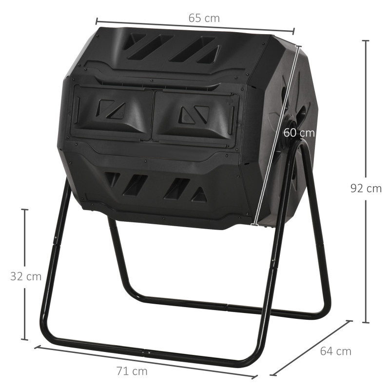 Composteur De Jardin Rotatif Cyclo Noir