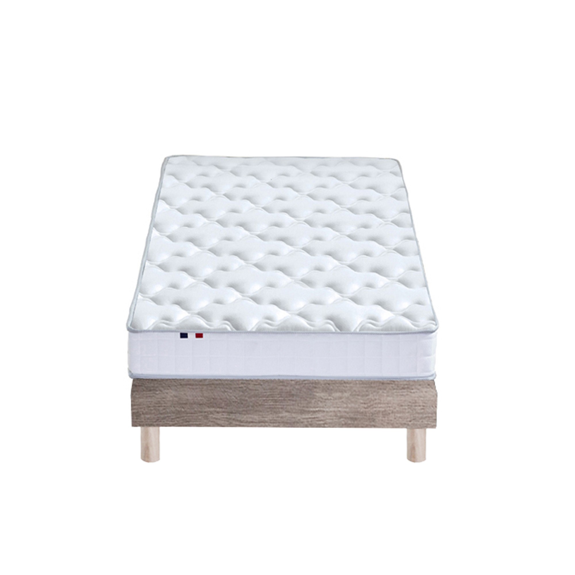 Matelas Mousse Haute Résilience Sommier Kit Chêne Clair 90x190