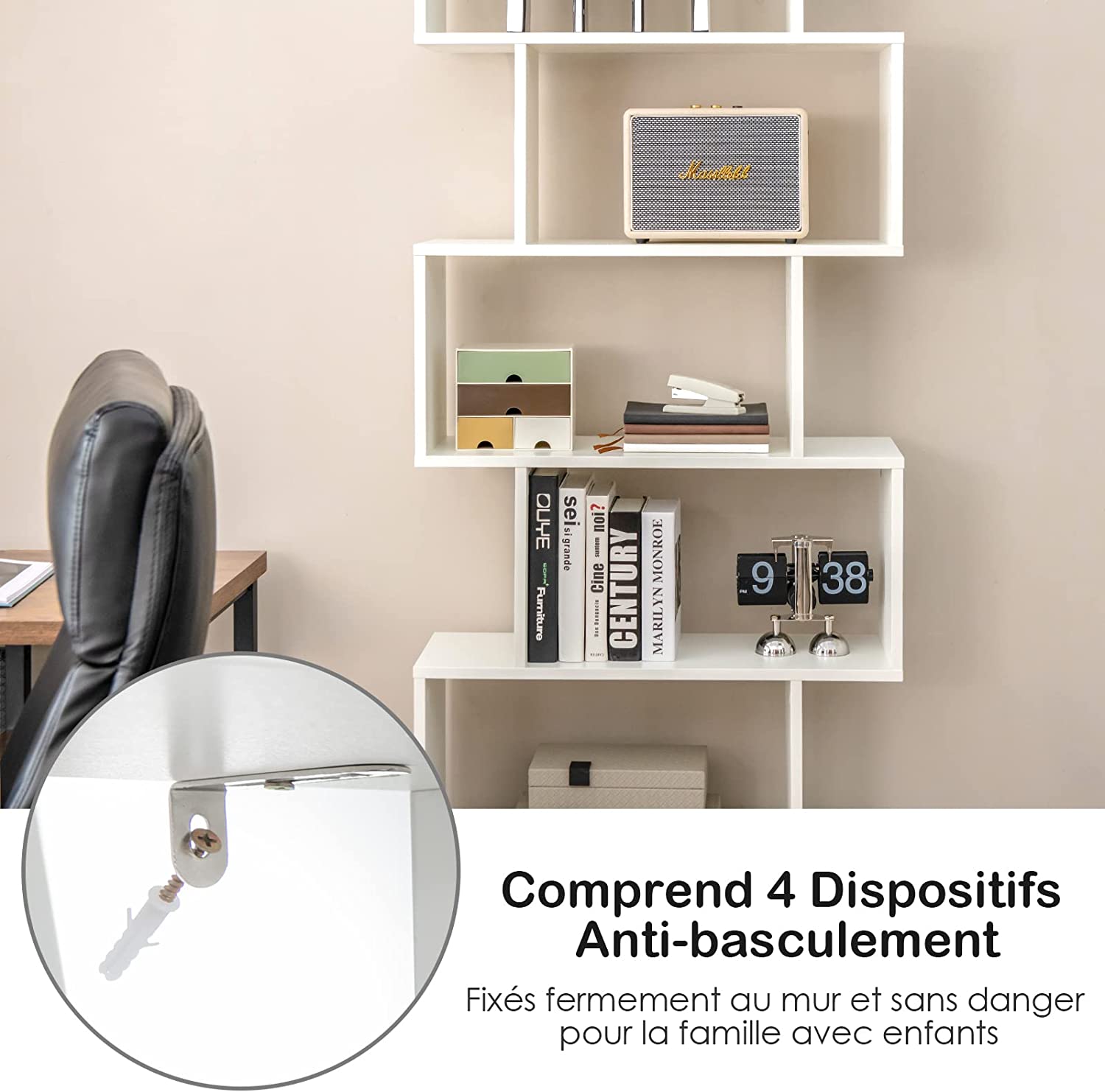 Bibliothèque À 6 Niveaux Avec 2 Portes-70 X 23 X 183 Cm-étagère De Rangement