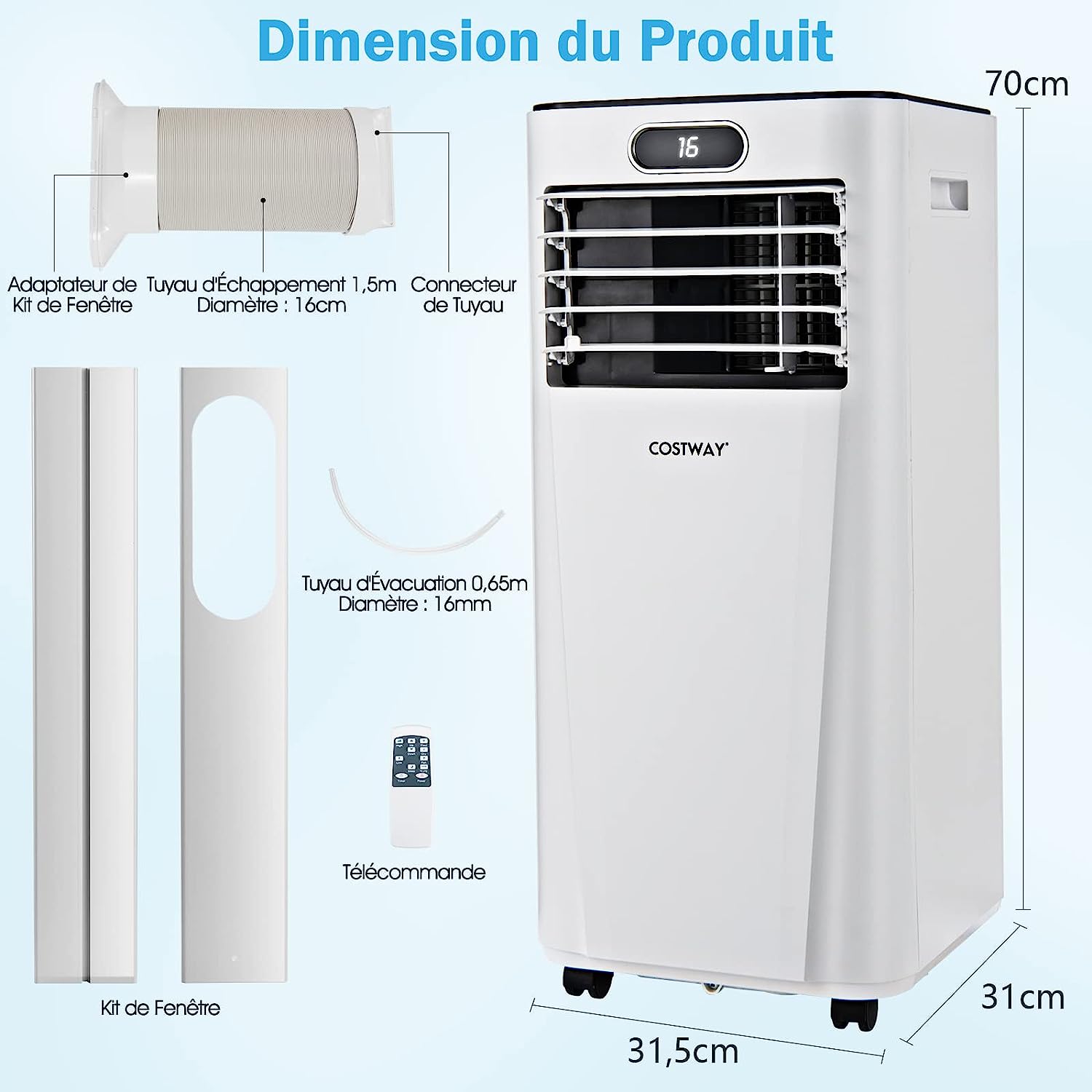 Climatiseur Mobile 7000 Btu, 4 En 1 [classe Énergétique A] Eco R290