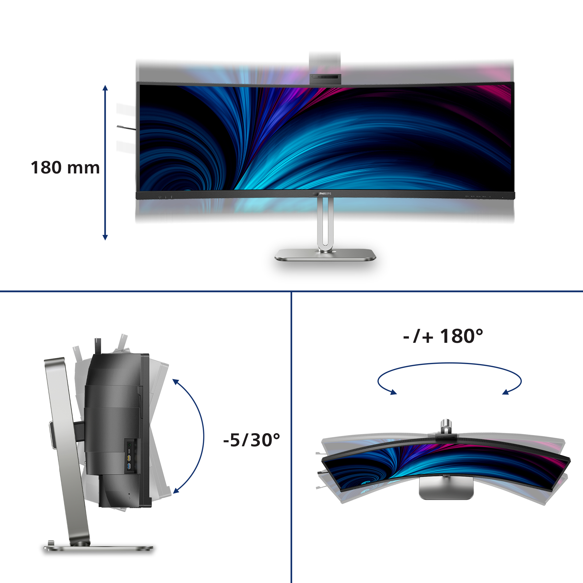 Philips 49B2U6903CH/00 écran plat de PC 124,5 cm (49'') 5120 x 1440 pixels Dual QHD LCD Gris