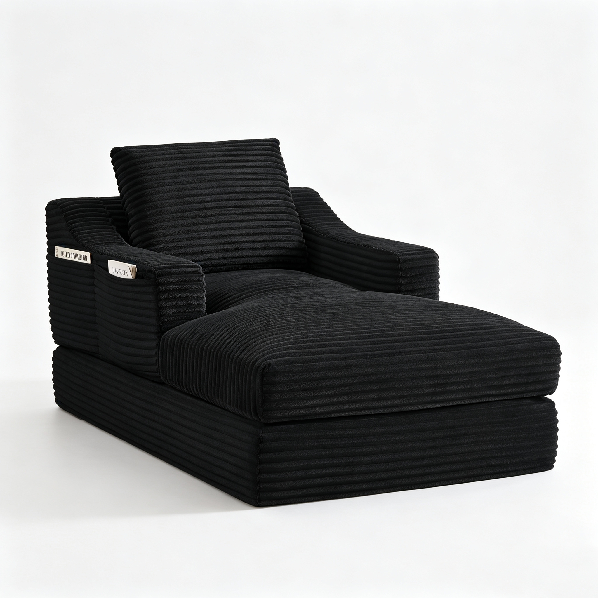 Fauteuil convertible noir sur fond blanc