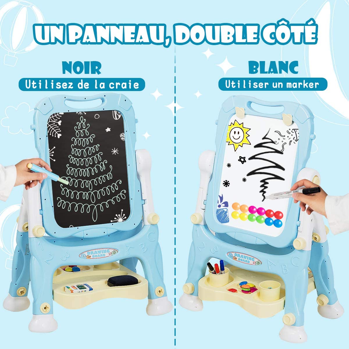 GOPLUS Table et Chaise Enfant 1-8 Ans 4 en 1-Tableau Blanc Magnétique GOPLUS Table et Chaise Enfant 1-8 Ans 4 en 1-Tableau Blanc Magnétique