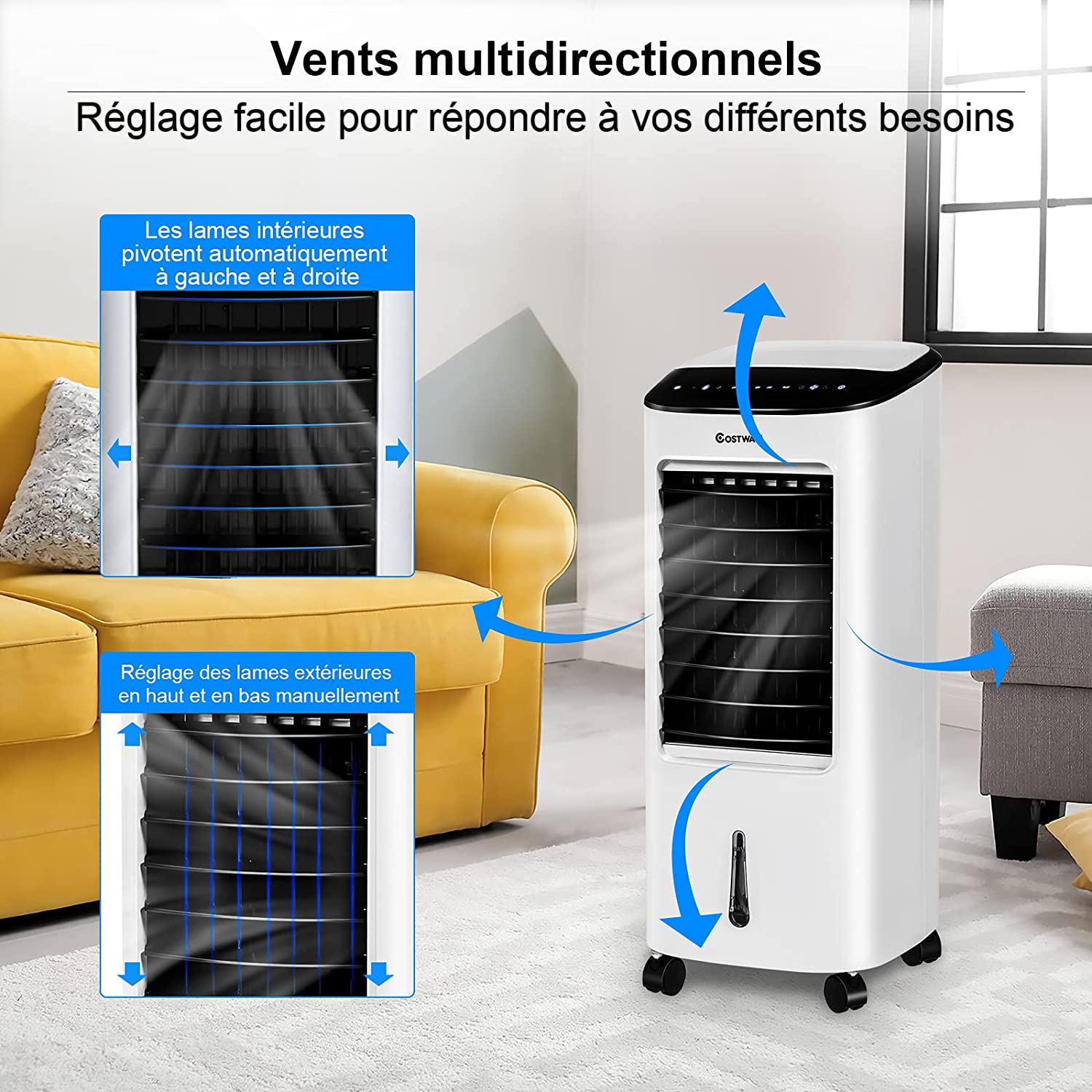 Costway Climatiseur portatif 13 000 BTU avec chauffage et télécommande