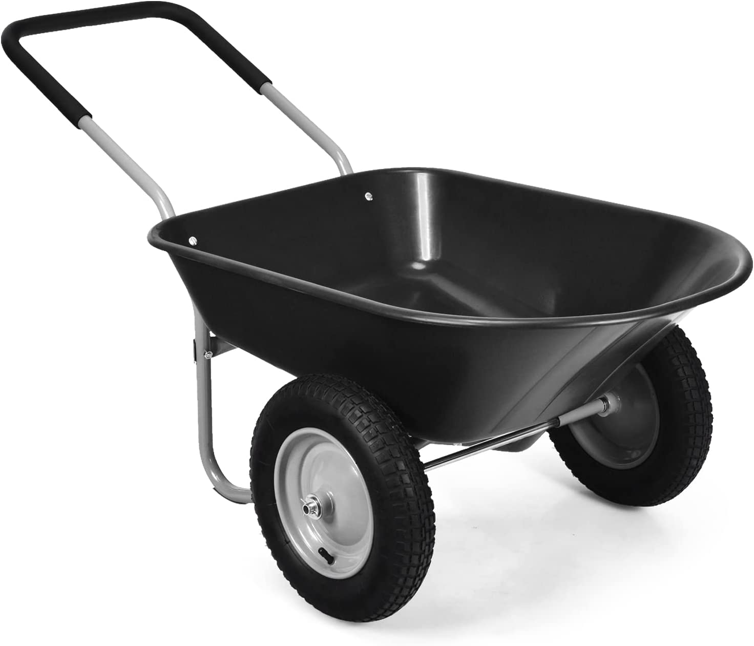 Brouette De Jardin 2 Roues Pneus Pneumatiques Ø35cm 141l Charge Max 150kg Résistante