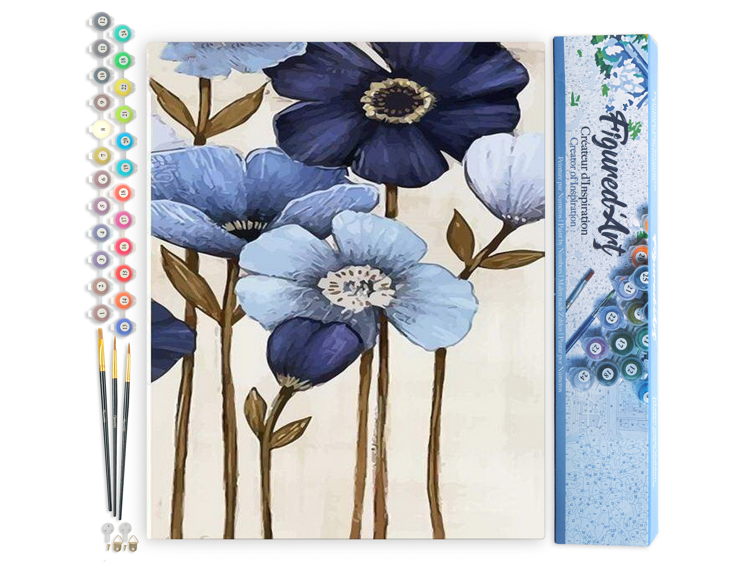 Figured'Art Peinture par Numéro Adulte Fleurs et Vélos - Activité Manuelle Kit de Loisir Créatif DIY Numéro d'Art Complet - 40x50cm sans châssis en bois