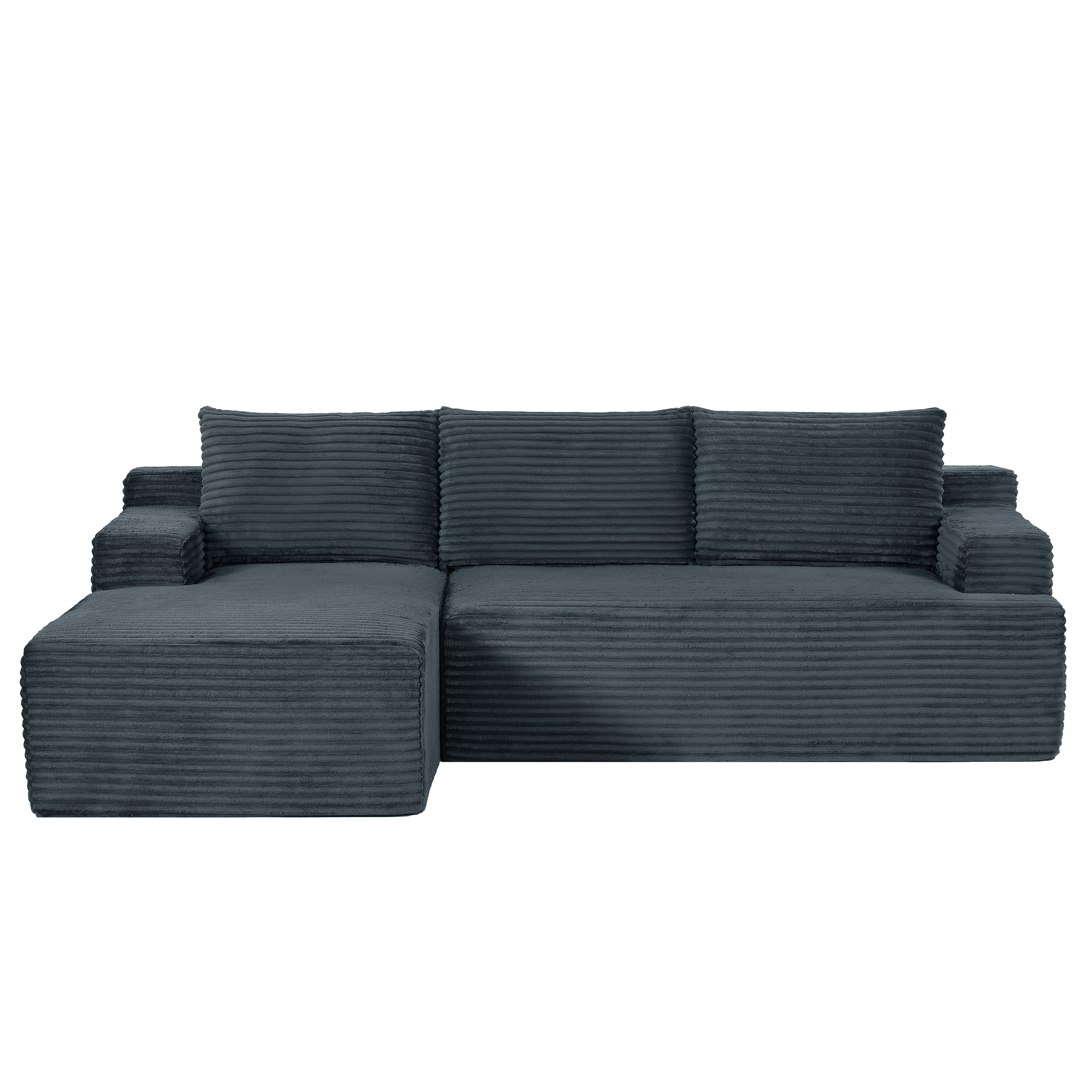 Canapé d'angle modulable gris foncé sur fond blanc