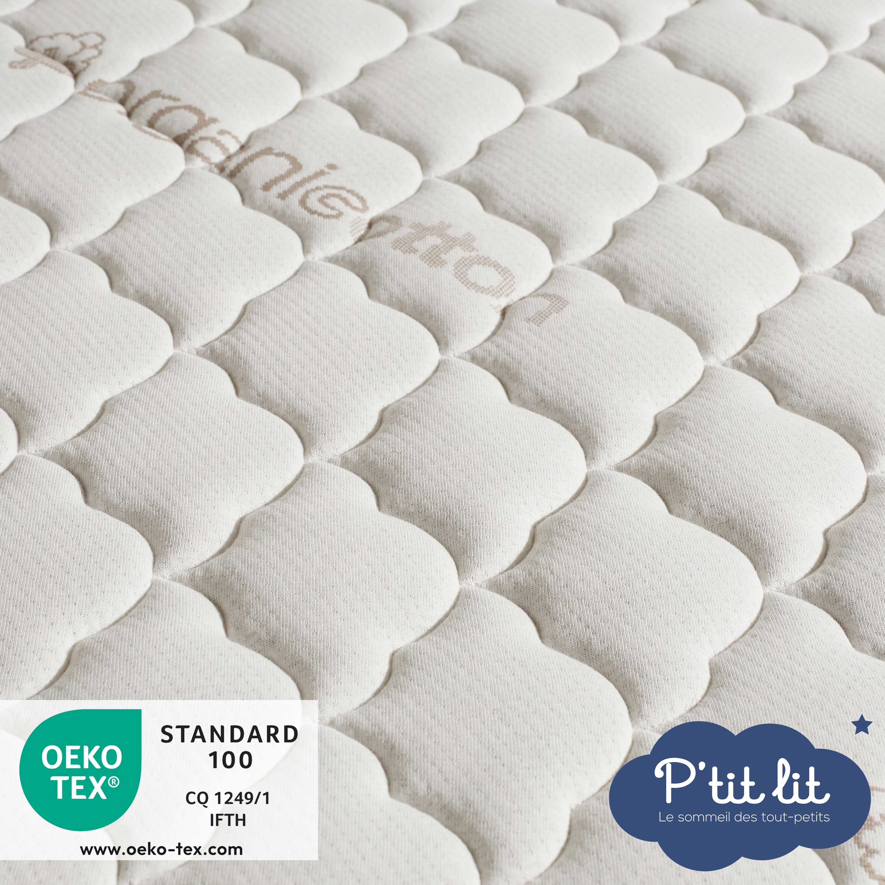P'tit Lit - Matelas Bébé Coton Bio | 70x140 Cm | 100% Coton : Matière Naturelle D'ori