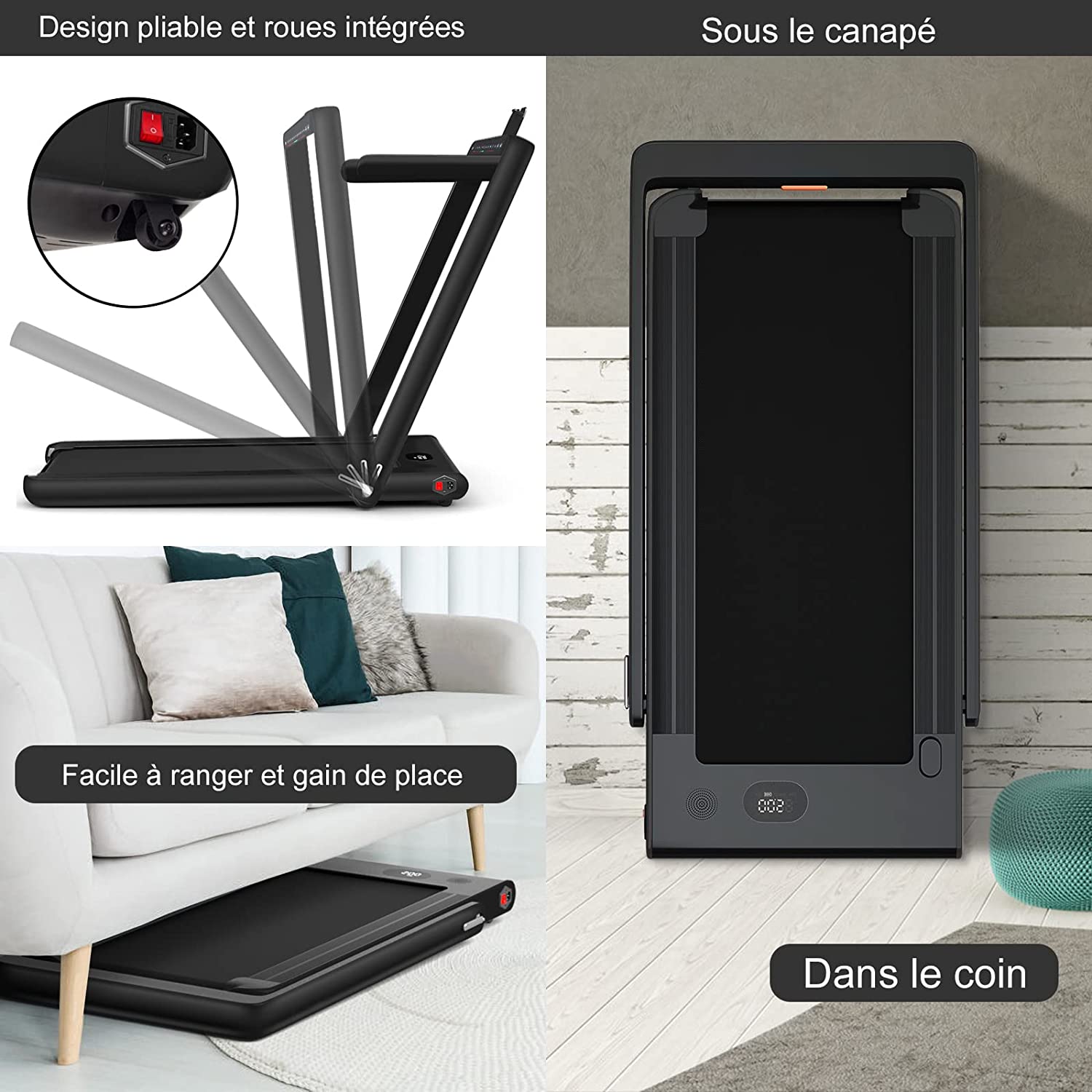 Tapis De Course électrique Pliable BLACK LORD MS2H - Inclinable, 14 Km/h Max, Pour Maison/bureau