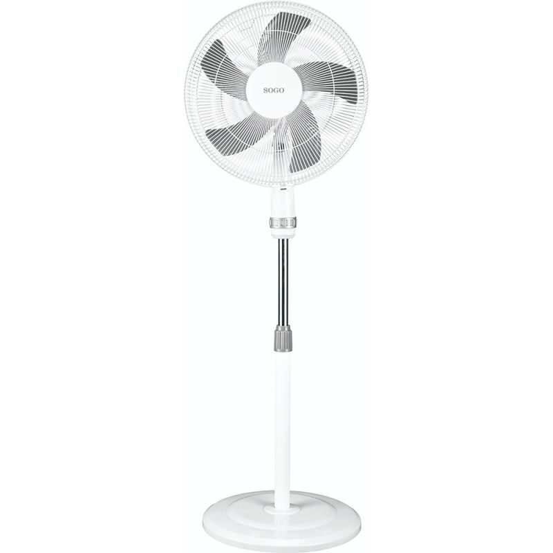 SOGO Ventilatore a Piantana 16" – Oscillante, 3 Velocità, 50W, 5 Pale, Base Rotonda, Silenzioso, Altezza Regolabile