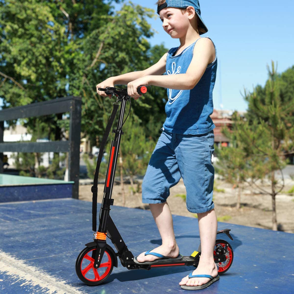 Costway Trottinette Pliable Avec Frein À 2 Roues Pour Enfant Plus De 8 Ans Hauteur Réglable En 3 Positions Fait