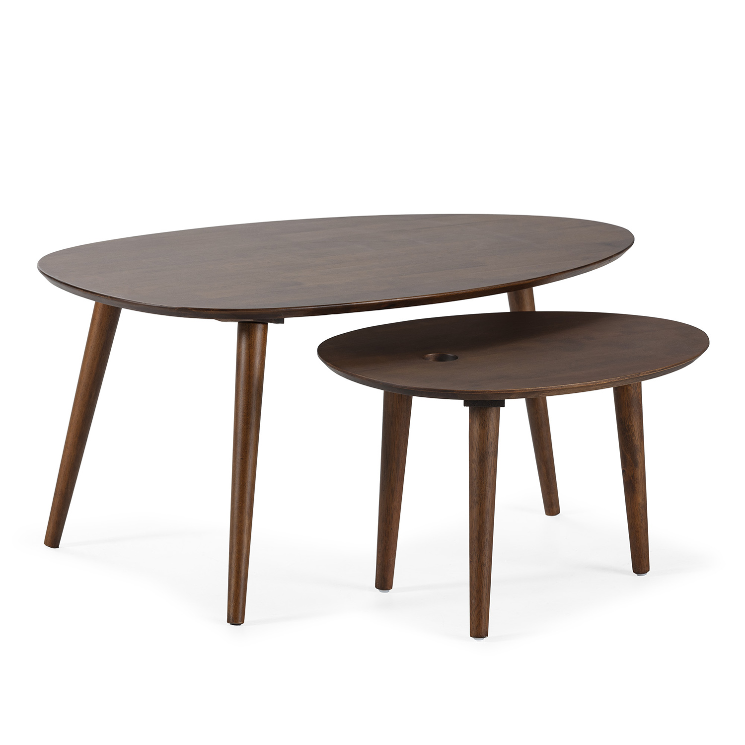 Set De 2 Tables Basses Eclipse Couleur Noyer, Bois Massif