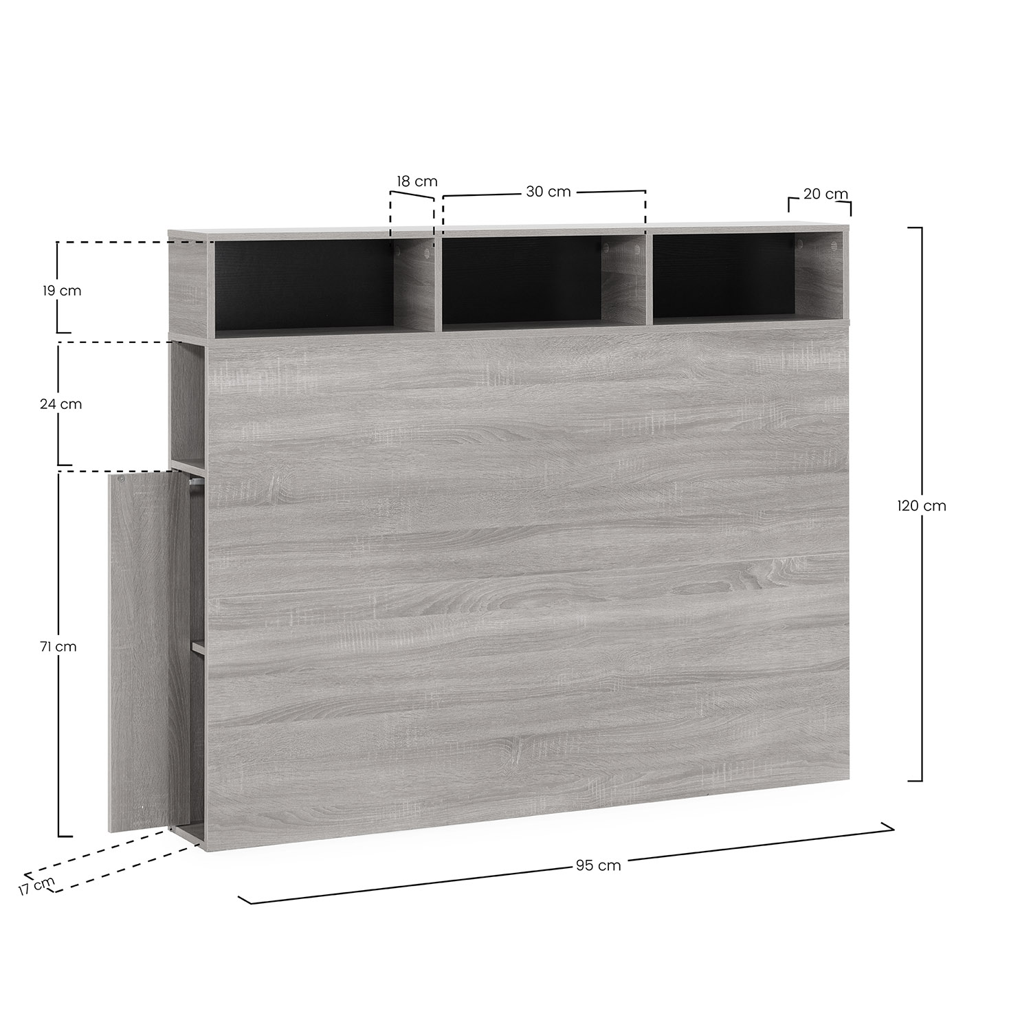 Tête De Lit Zeus 95 Cm Blanc, 2 Portes 9 Trous