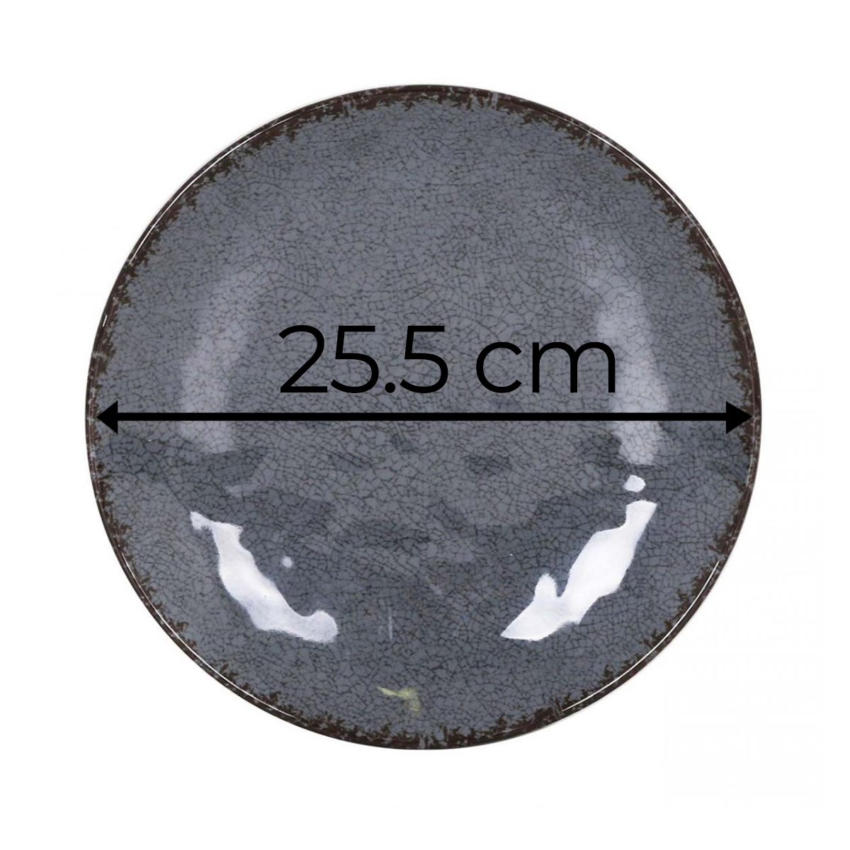 Assiettes Service De Table ,12 Pièces Aido 405g Rondes En Porcelaine Gris Chromé - D 25,5 X H 4 Cm