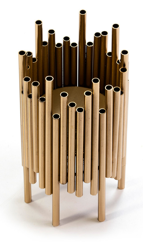 Bougeoir Métal Doré Sandjee H 29