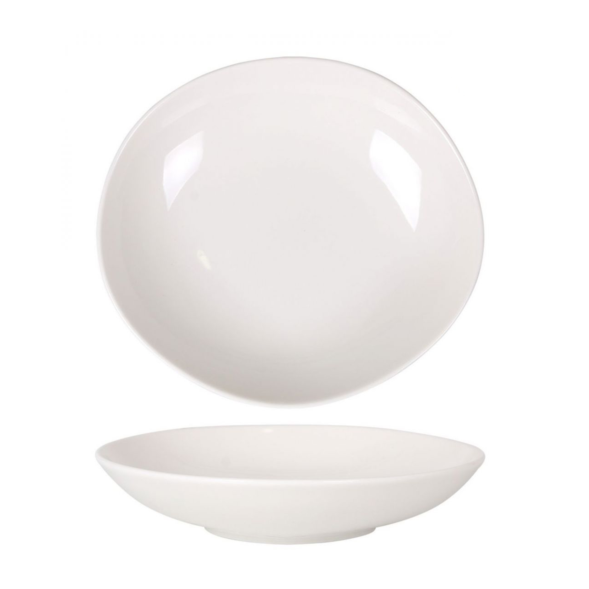 Set De 6 Assiettes Ovales Creuses Et Empilables, Palma, Plat À Soupe En Porcelaine Blanche - Dim: 23 X 21 X 5 Cm