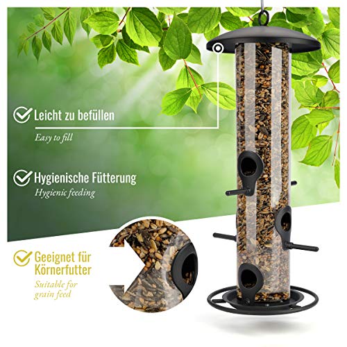 Mangeoire Oiseaux Exterieur 35cm - Distributeur Graines Oiseaux, Mangeoire À Oiseaux Distributeur Suspendu Imperméable D