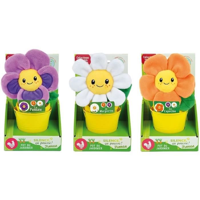 Silence Ca Pousse Lot De 3 Fleurs (pensée, Capucine Et Marguerite) En Peluche
