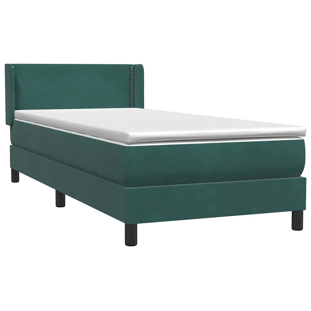 Sommier À Lattes De Lit Et Matelas Vert Foncé 80x220 Cm Velours