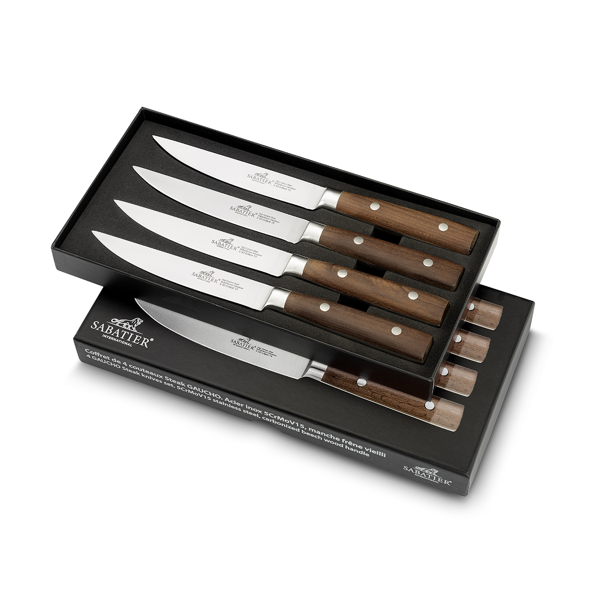 Coffret 4 Couteaux À Steak 13cm Hêtre Lion Sabatier 900485 à Prix Carrefour