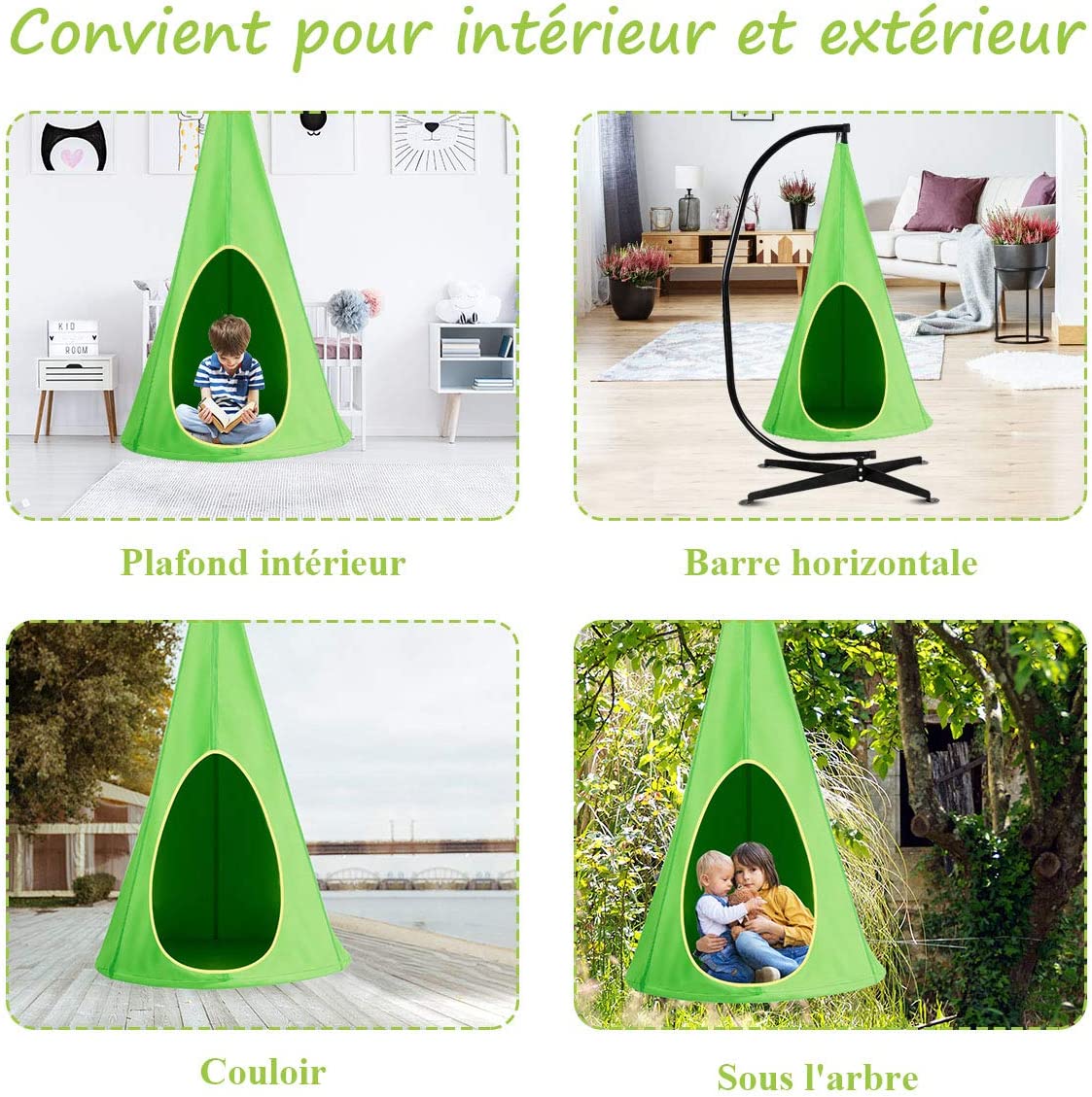 Costway Balançoire Nid D'oiseau Pour Enfant Avec Tente Hamac À Suspendu à Prix
