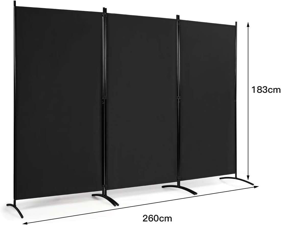 Cloison À 3 Panneaux, Paravent Pliable Avec Charnières Résistantes En Acier