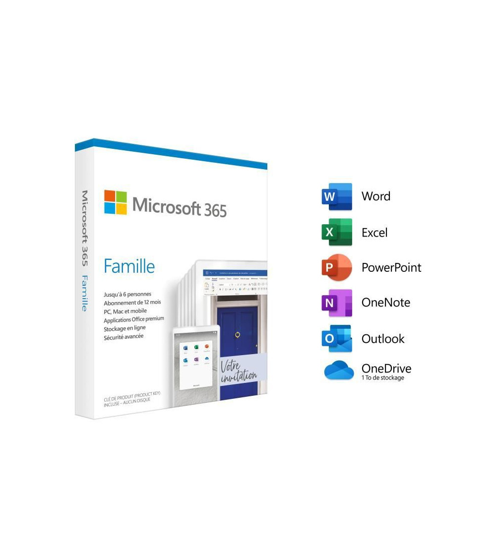 Microsoft 365 Famille - 6 Utilisateurs - Pc Ou Mac - Abonnement 1 An à ...