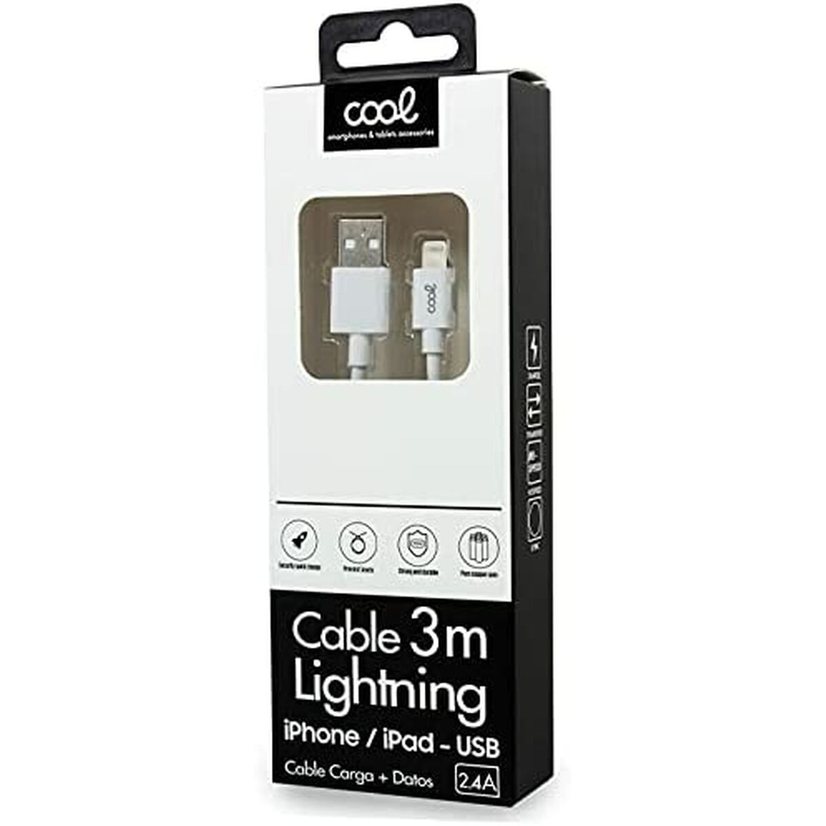 Câble Usb Vers Lightning Cool 3 M Blanc
