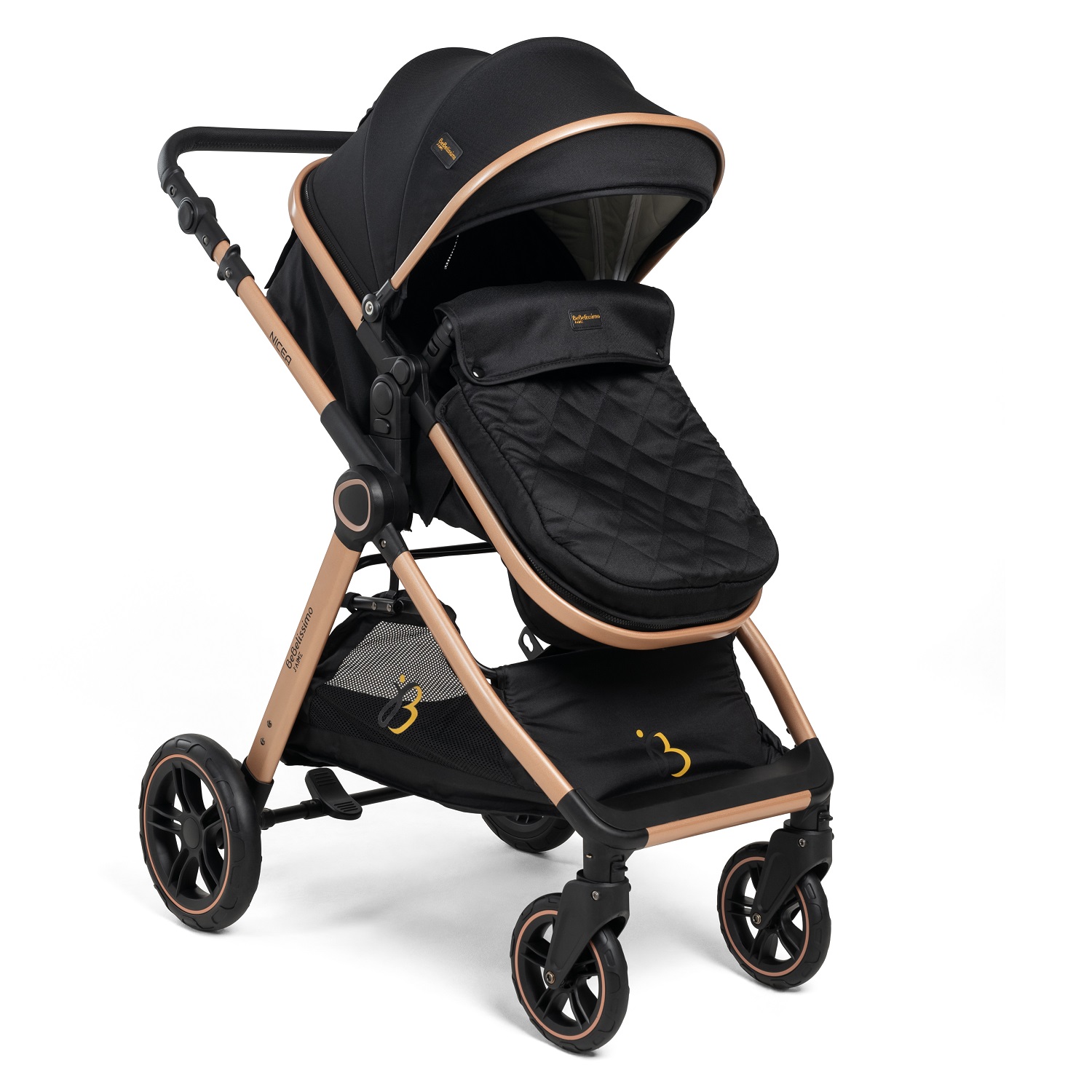 Bebelissimo - Poussette Transformable - Combinée - Convertible - 2 En 1 - Poids 0-22kg-  Nicea - Gold