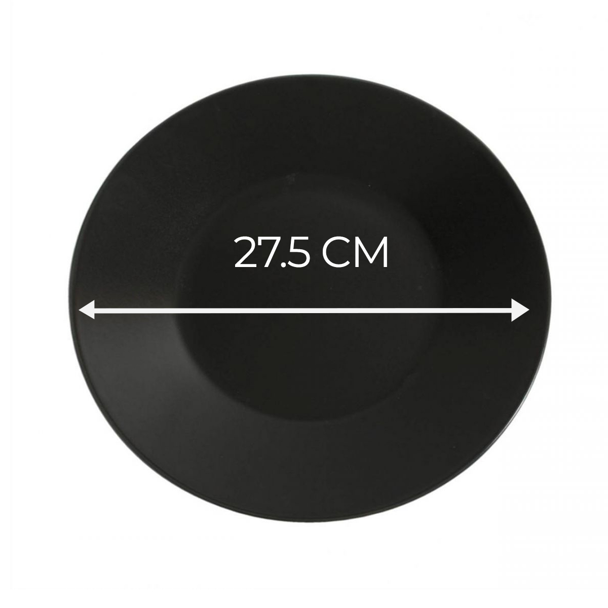 Lot De 12 Assiettes Plates Lina Rondes, Plat À Service À Pâtes Desserts En Porcelaine Noir - D 27,5 X H 2,8 Cm
