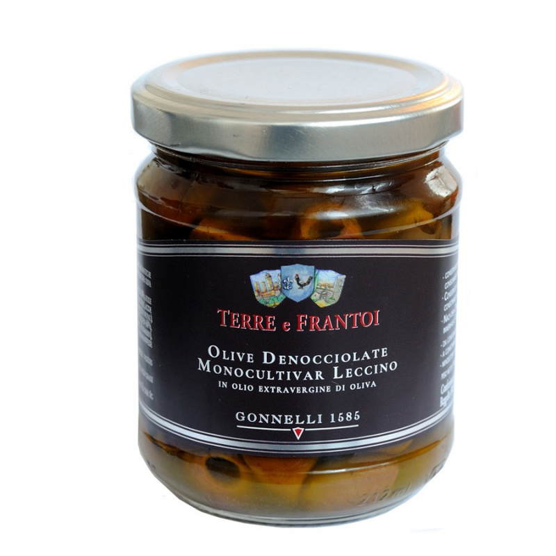 Olives Monovariétales Leccino Dénoyautées À L'huile D'olive Extra Vierge 180 Gr FRANTOIO SANTA TEA
