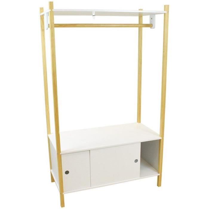 Scandiwood Penderie Avec Casiers En Bois 136 X 80 X 40 Cm Pour Enfant