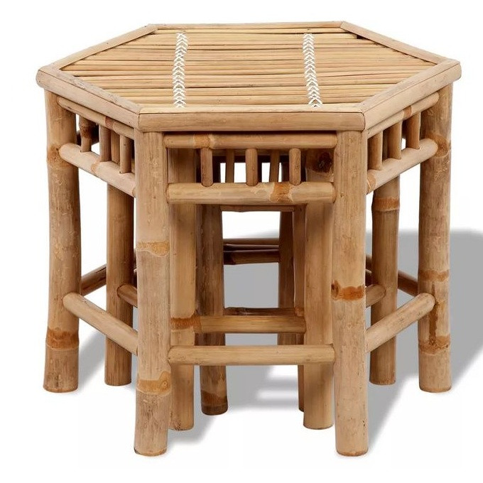 Lot De 3 Tabourets De Fleurs En Bois Avec 3 Pieds - Marron