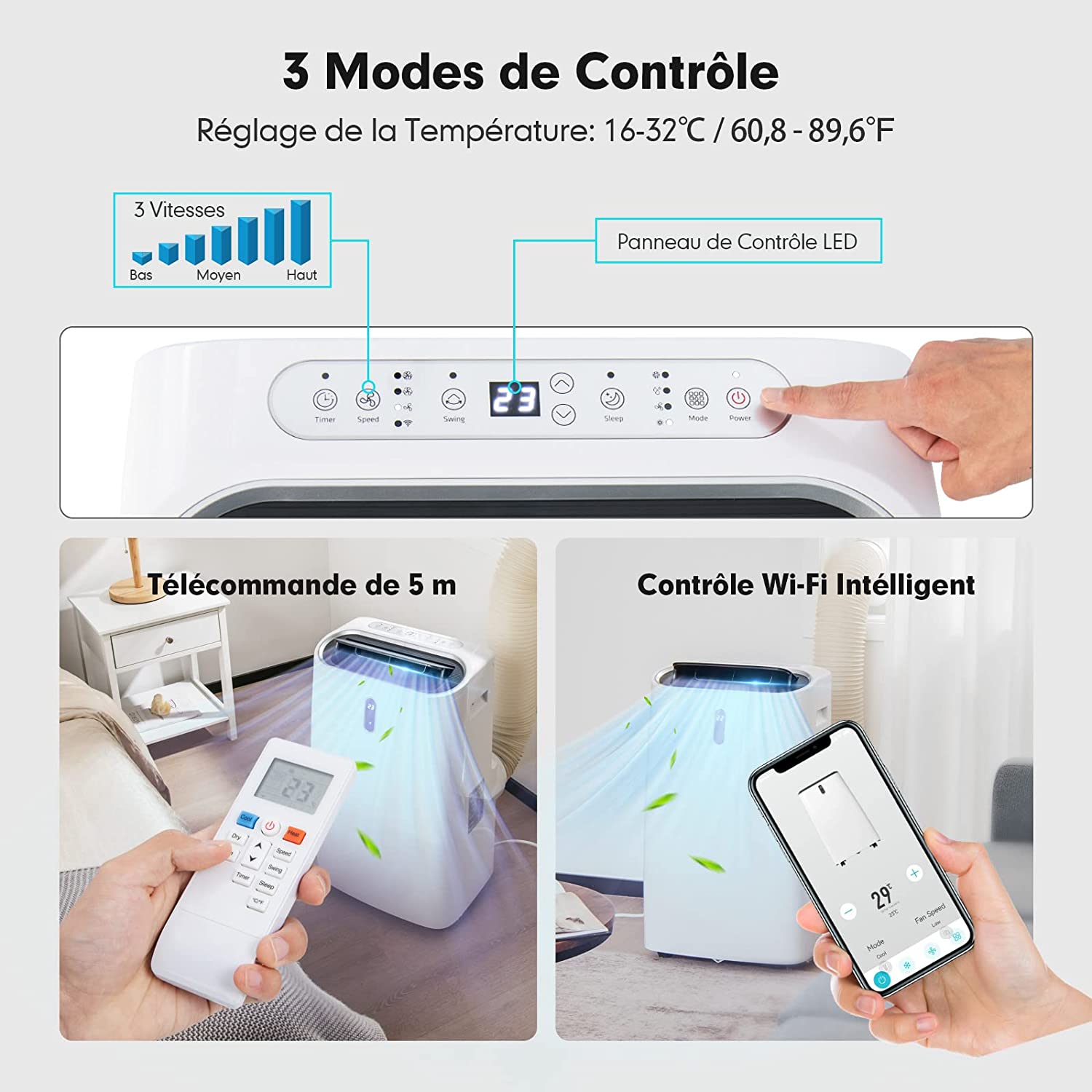 Climatiseur Mobile 16000btu 5 En 1 50 Contr l Sur App Intelligente 