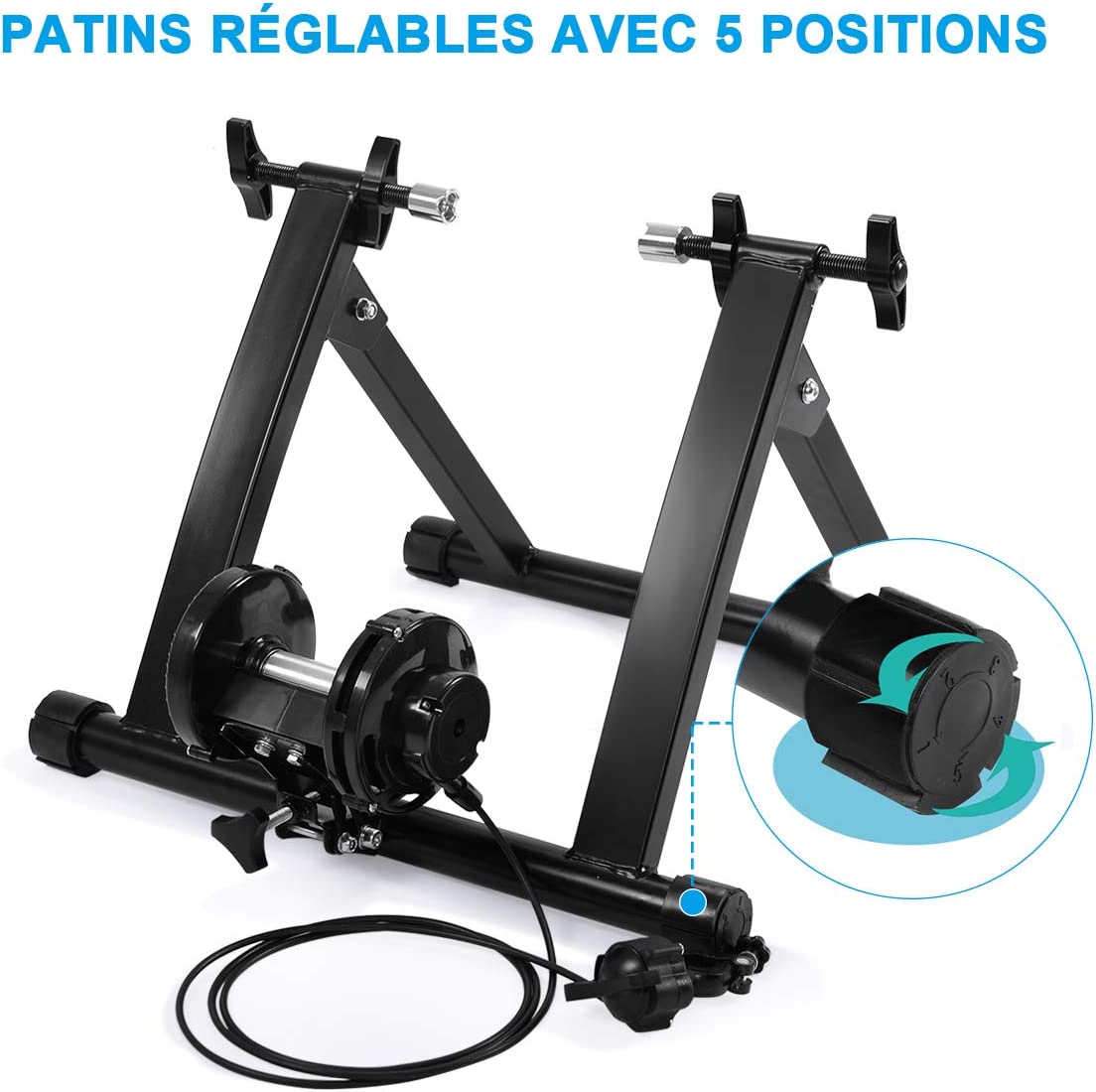 Costway Home Trainer Magnétique Pliable Avec 8 Niveaux De Résistance Pour Roue 26-28’’ En Acier Charger Max 150kg Noir
