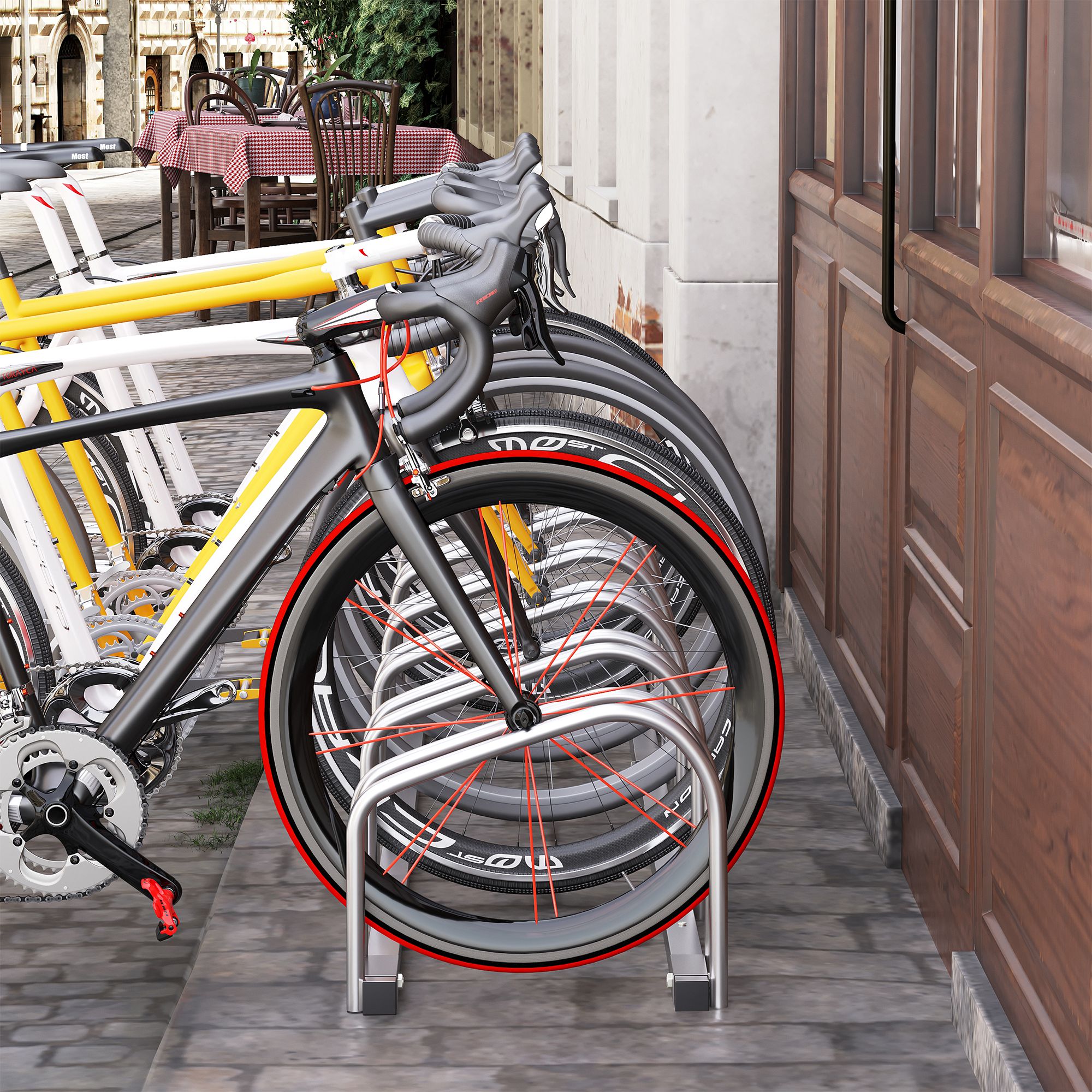 Râtelier Réglable Pour Vélo Dunlop – En Métal Argenté, Dimensions 33.5 X 8.5 X 29 Cm, Rangement Pratique Mural