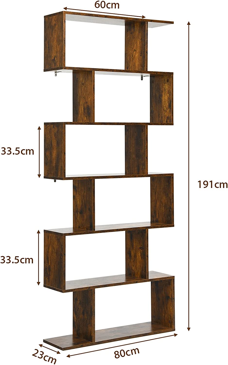 Bibliothèque/étagère De Rangement À 6 Niveaux-80x23x191 Cm