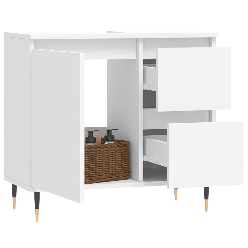 Armoire De Salle De Bain | Armoire De Toilette | Meuble De Rangement Blanc 65x33x60 Cm Bois D'ingénierie