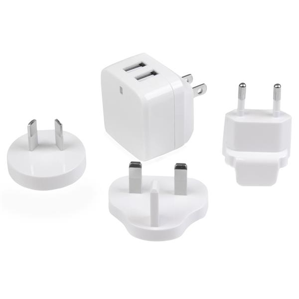 StarTech.com Chargeur mural USB à 2 ports - Haute puissance 17W / 3,4A - Chargeur de voyage international - Blanc