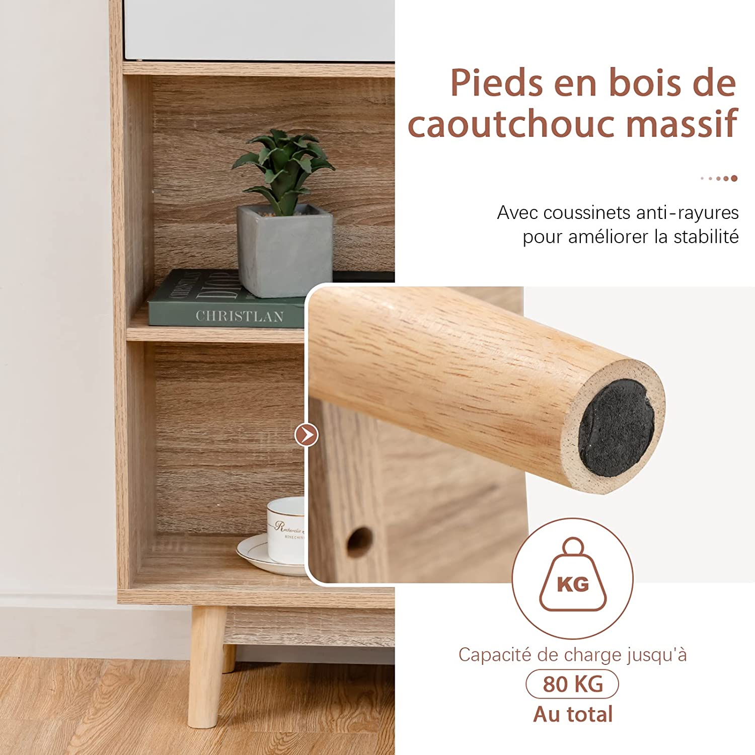 Costway Bibliothèque, Étagère À 4 Niveaux Avec 2 Portes