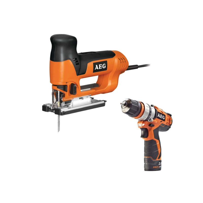 image: Image: Pack Aeg Scie Sauteuse Pendulaire Électrique 705w St 800 Xe - Perceuse-visseuse 12v