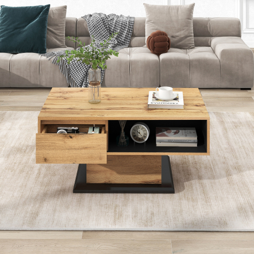 Table basse avec motif en bois