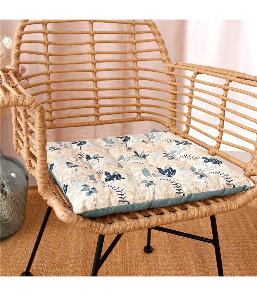 Galette de chaise à rayures coton blanc 38x38 cm | Maisons du Monde