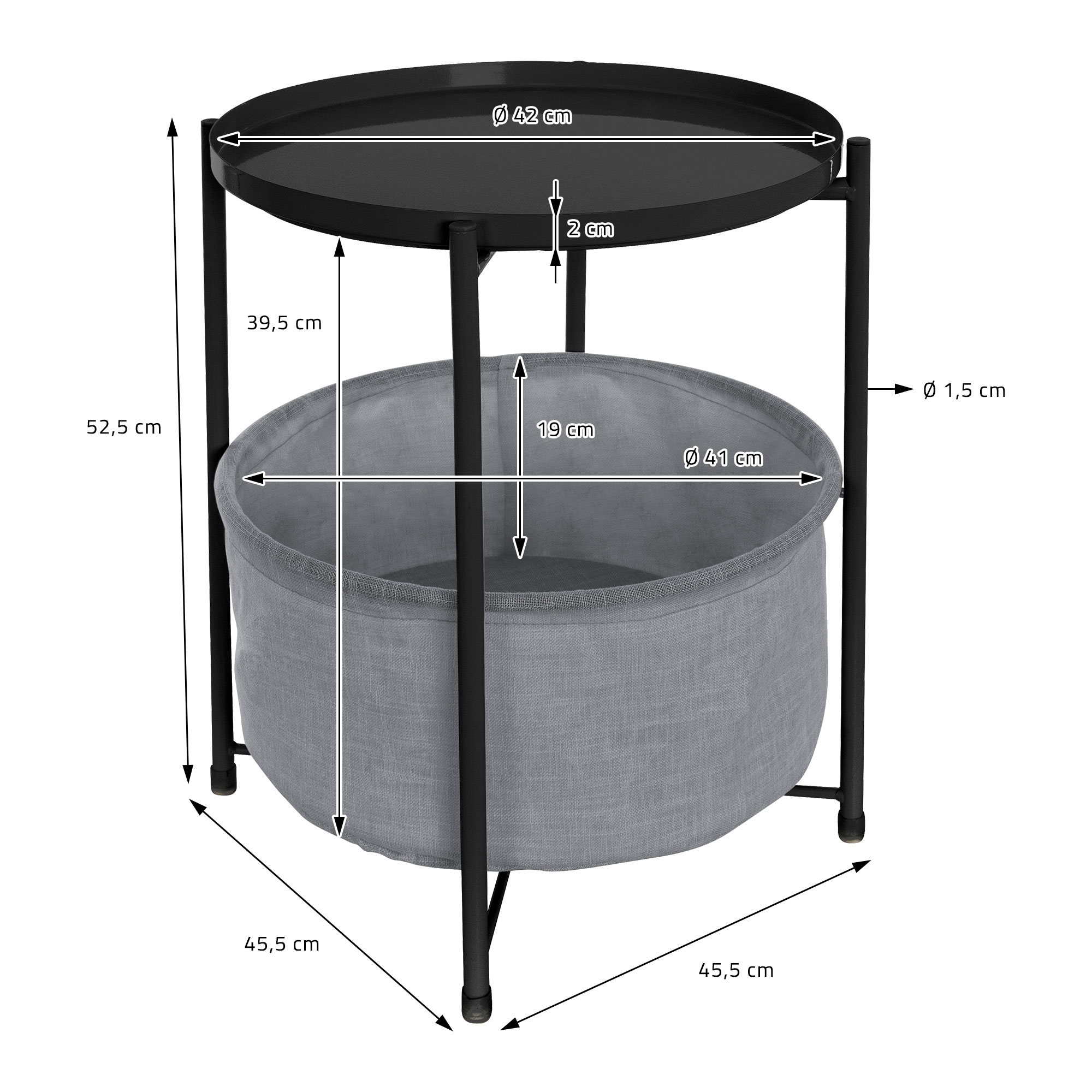 Table D'appoint Avec Panier De Rangement Table Basse Decoration Pour Salon Noir