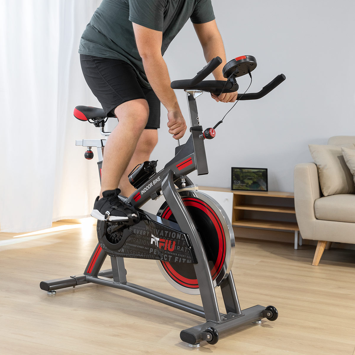 Vélo D’appartement Pliable FITFIU BEST-220 – 8 Niveaux, Disque Inertie 8 Kg, Dossier, Selle Réglable, Cardiofréquencemètre, 110 Kg Max, Compact