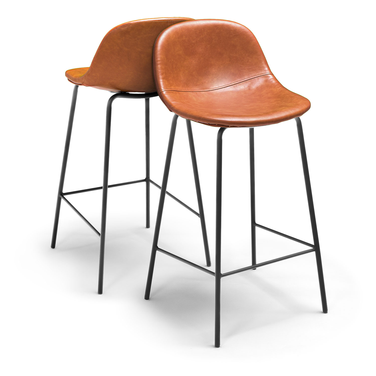 Bristol - Paire De Tabourets En Cuir Design