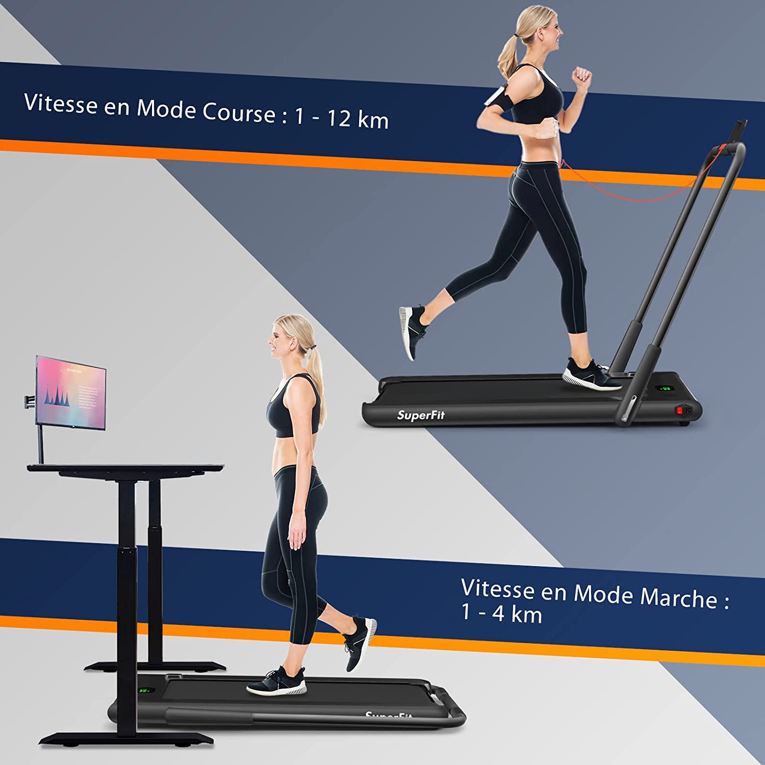 Tapis De Course Pliable 2 En 1/tapis Roulant Électrique Motorisé 1-12 Km/h Avec Application, Télécommande