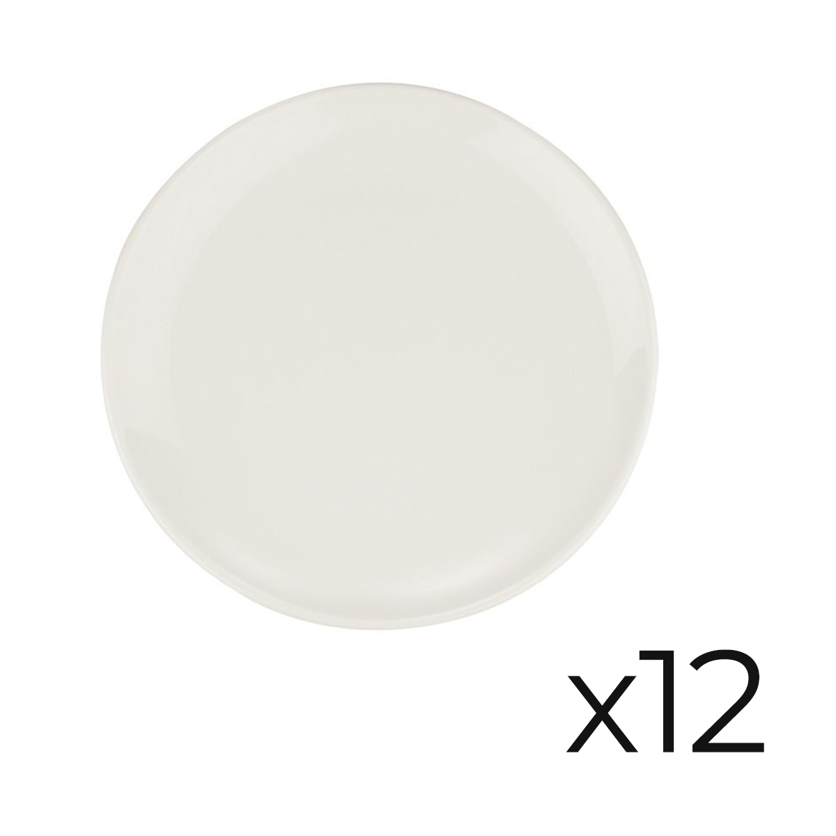Set De 12 Assiettes Utilisables Comme Sous-assiettes, Plates Et Rondes Henry, Plat En Porcelaine Blanc