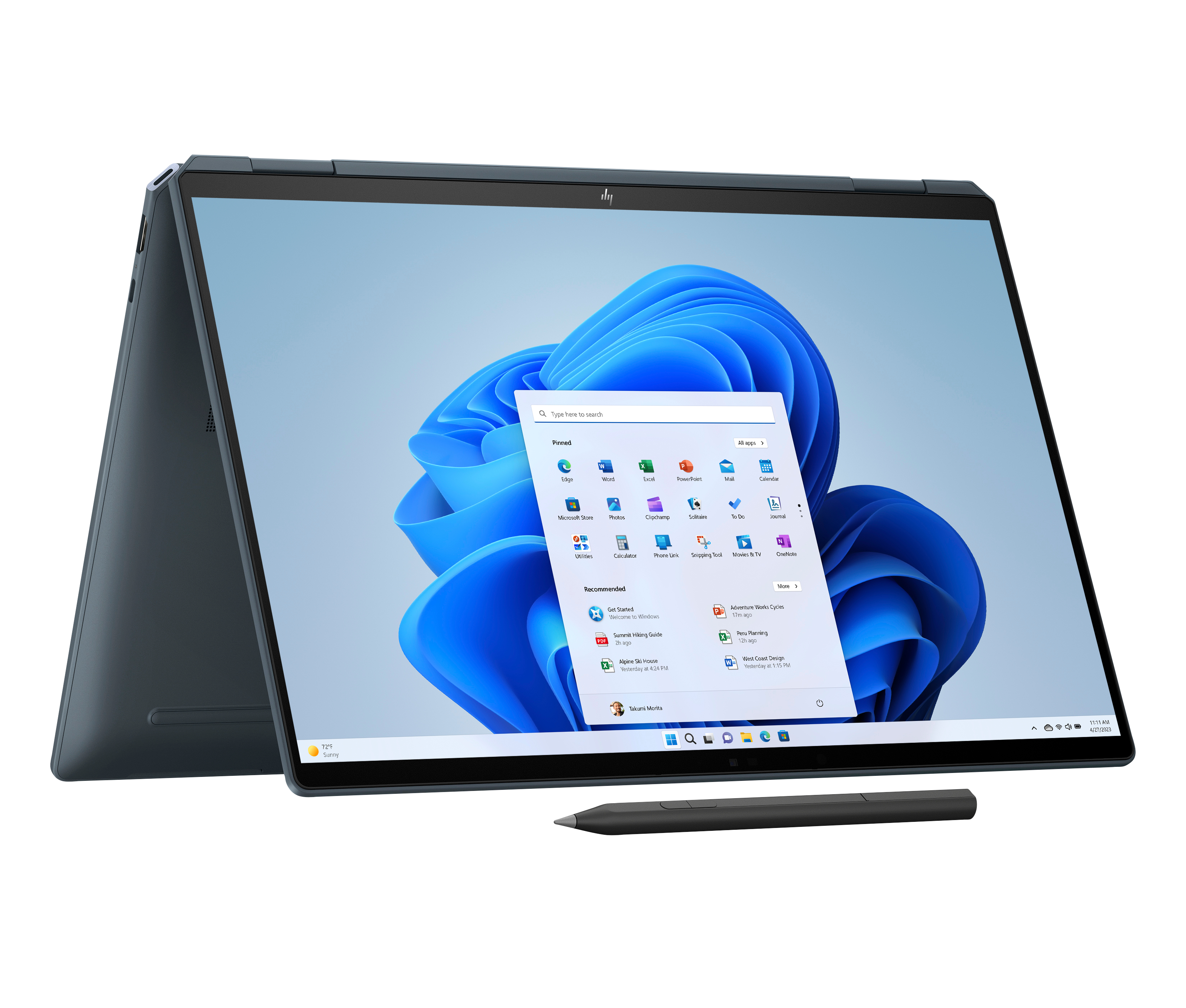 HP Spectre x360 16-aa0008nf Intel Core Ultra 7 155H Híbrido (2-en-1) 40,6 cm (16'') Pantalla táctil 2.8K 32 GB LPDDR5x-SDRAM 2 TB SSD Wi-Fi 7 (802.11be) Windows 11 Home AI PC Azul